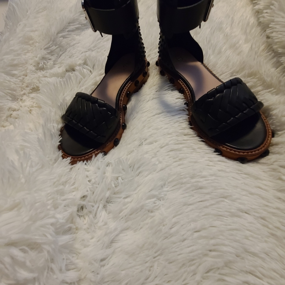 New Authentic Valentino Red, Black Studded Sandals